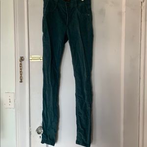 Teal skinny corduroy pants